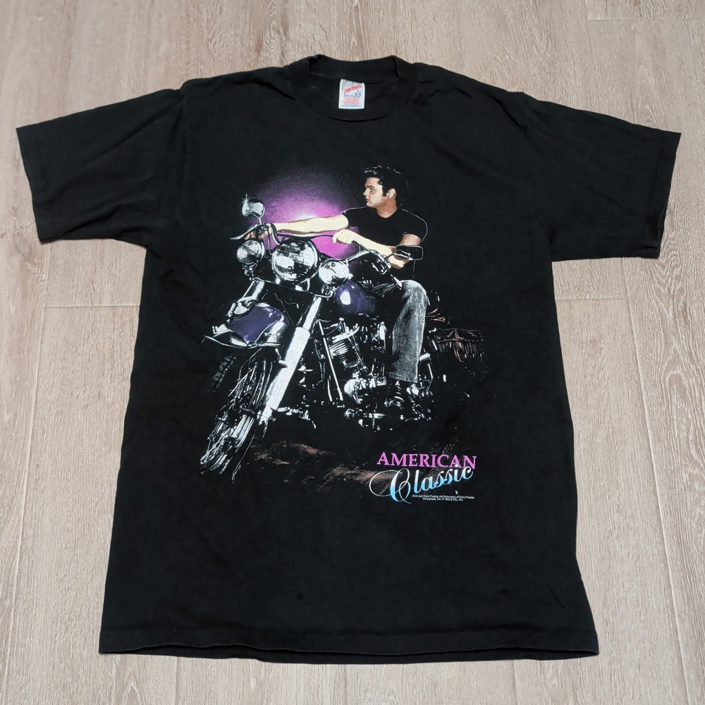 Vintage 1992 Jerzees Elvis Presley‎ T Shirt Mens L Fits M Black American Classic